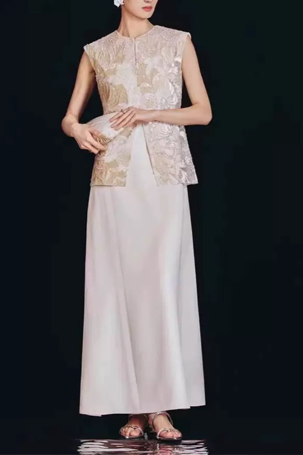 Embroidered Vest Two‑Piece Sleeveless Maxi Dress Avalabel