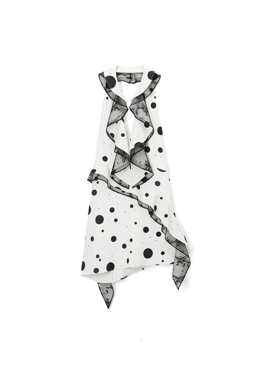 Phoenix Ruffled Polka Dot Backless Mini Dress in White