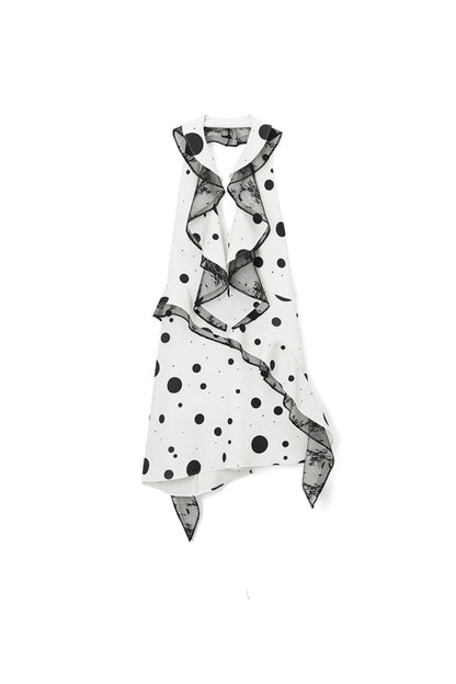Phoenix Ruffled Polka Dot Backless Mini Dress in White