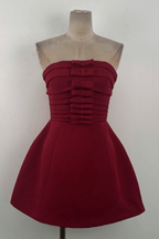 Nicole Red Cape Sleeve Ruched Mini Dress Avalabel