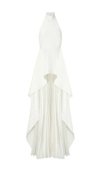 WHITE BANDAGE HALTER IRREGULAR MAXI DRESS Avalabel