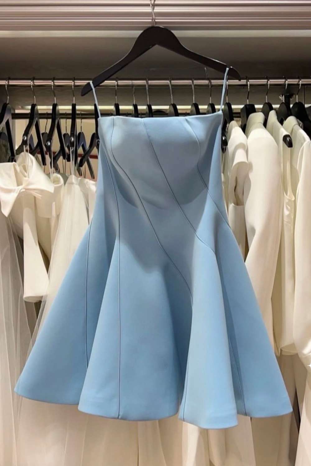 natividad off-shoulder Sleeveless Mini Dress in blue Avalabel