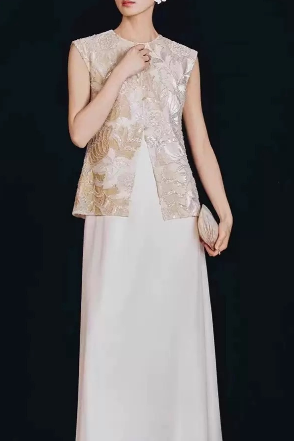 Embroidered Vest Two‑Piece Sleeveless Maxi Dress Avalabel