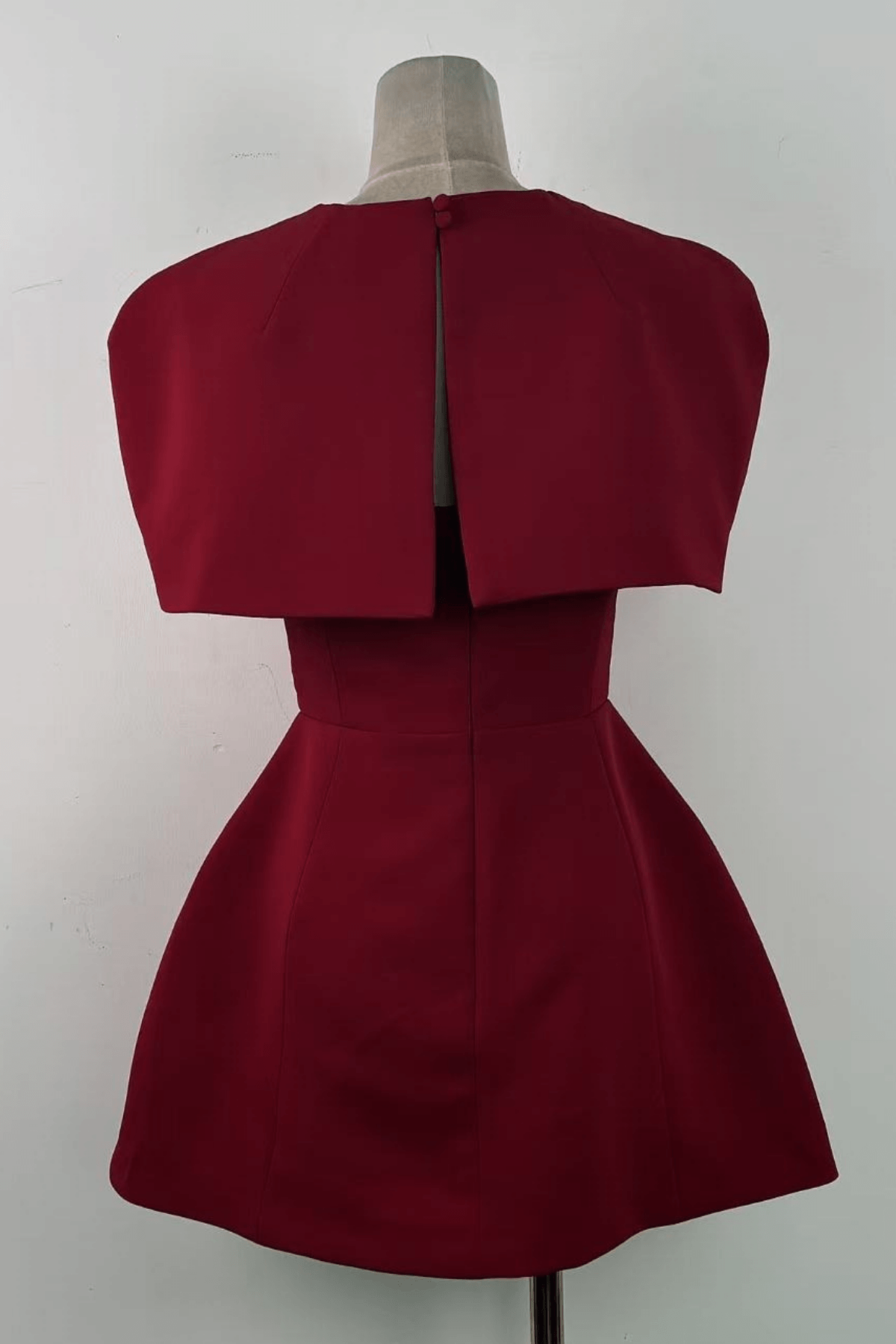 Nicole Red Cape Sleeve Ruched Mini Dress Avalabel