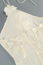 Jenny Cream Halter 3D Floral Mermaid Dress Avalabel