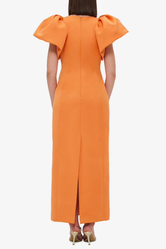 Edwina Embellished Maxi Dress Hydrangea Print in Tangerine Avalabel