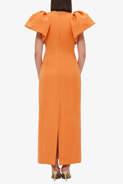 Edwina Embellished Maxi Dress Hydrangea Print in Tangerine