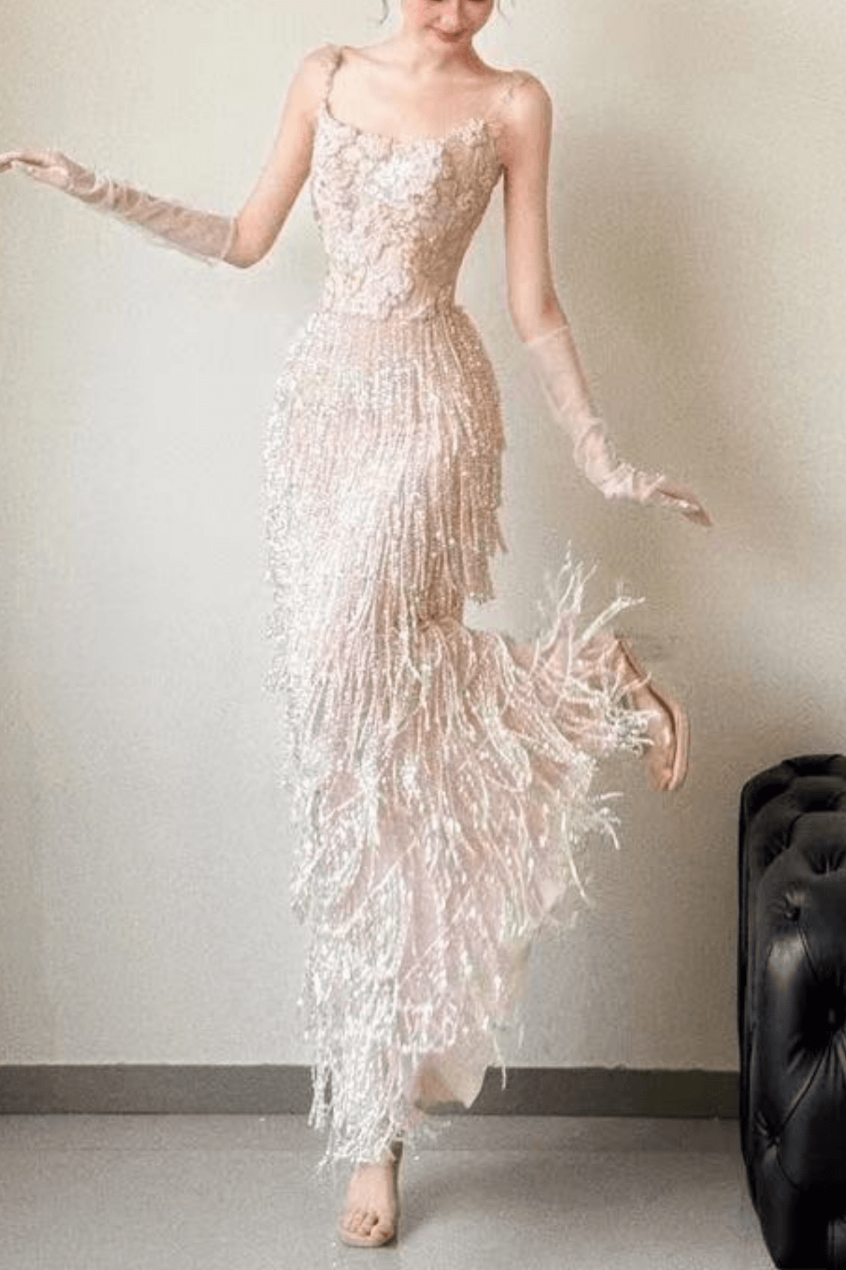 Serena Off-Shoulder 3D Floral Beaded Fringe Mermaid Maxi Dress - Avalabel