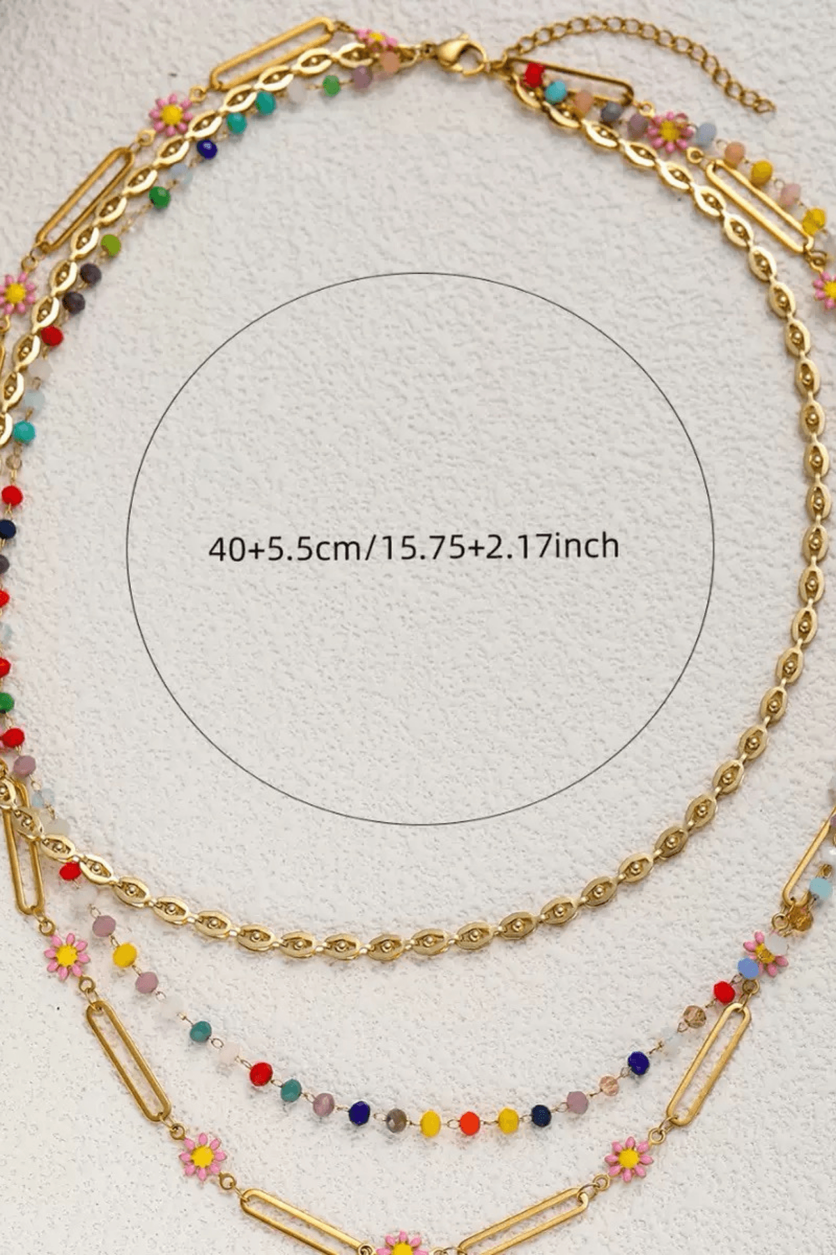 Gold Layered Colorful Beaded Chain Necklace Avalabel