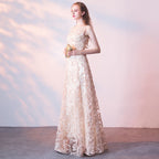 Queena Champagne Elegant Long Evening Gown Suitable for Banquets Maxi Dress Avalabel