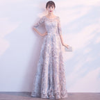 Queena Champagne Elegant Long Evening Gown Suitable for Banquets Maxi Dress Avalabel