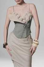 Emily Blue Mint Camellia Corset Top Avalabel