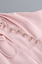 Karin Pink Long Sleeve High Low Ruffle Maxi Dress Avalabel
