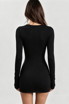 Flora Long Sleeve Cutout Metal Ring Bodycon Dress Avalabel