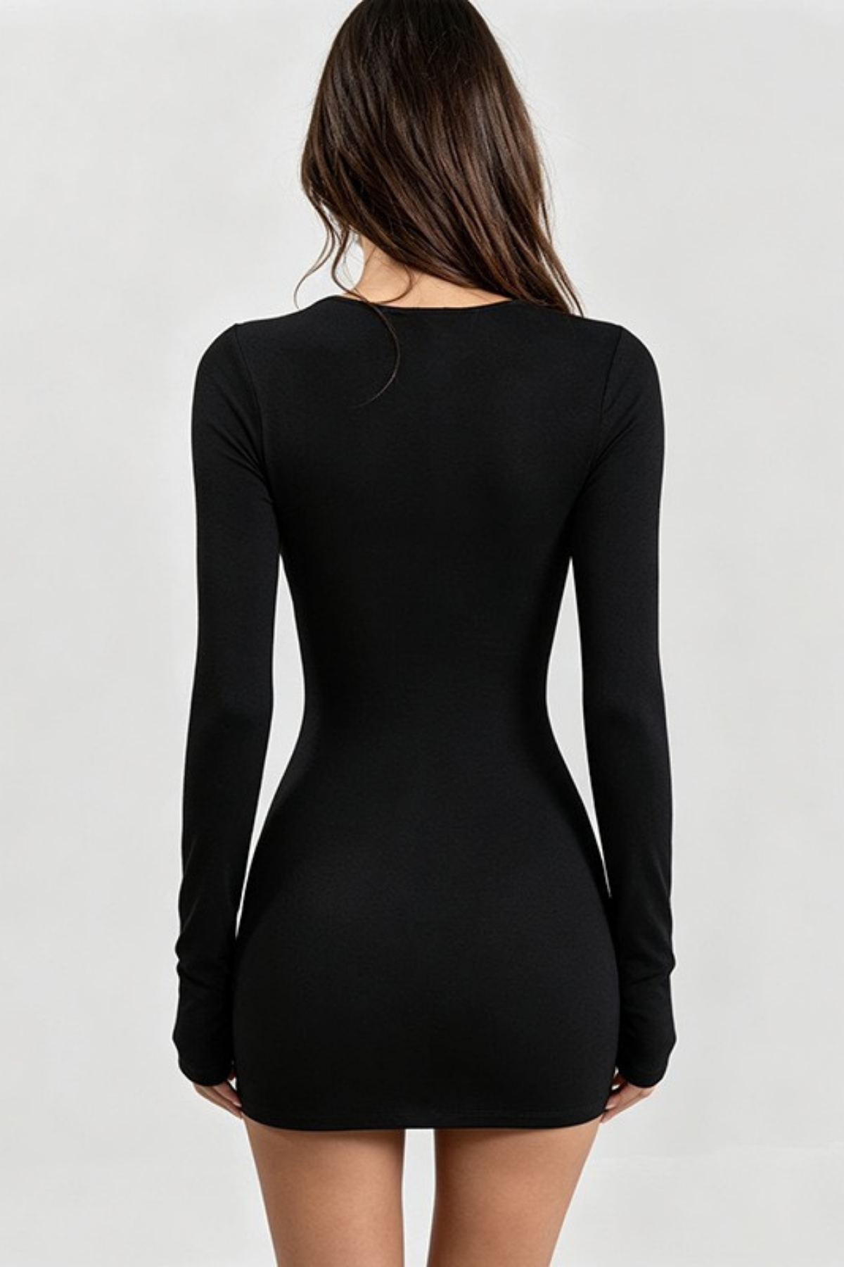 Flora Long Sleeve Cutout Metal Ring Bodycon Dress Avalabel