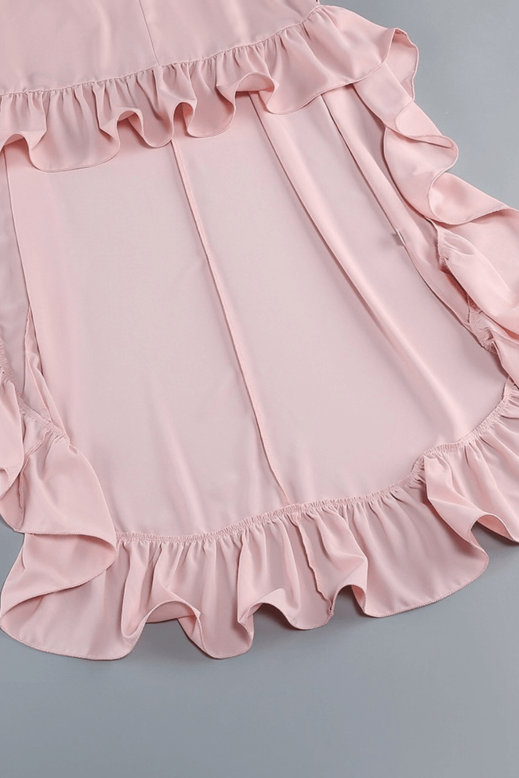 Karin Pink Long Sleeve High Low Ruffle Maxi Dress Avalabel