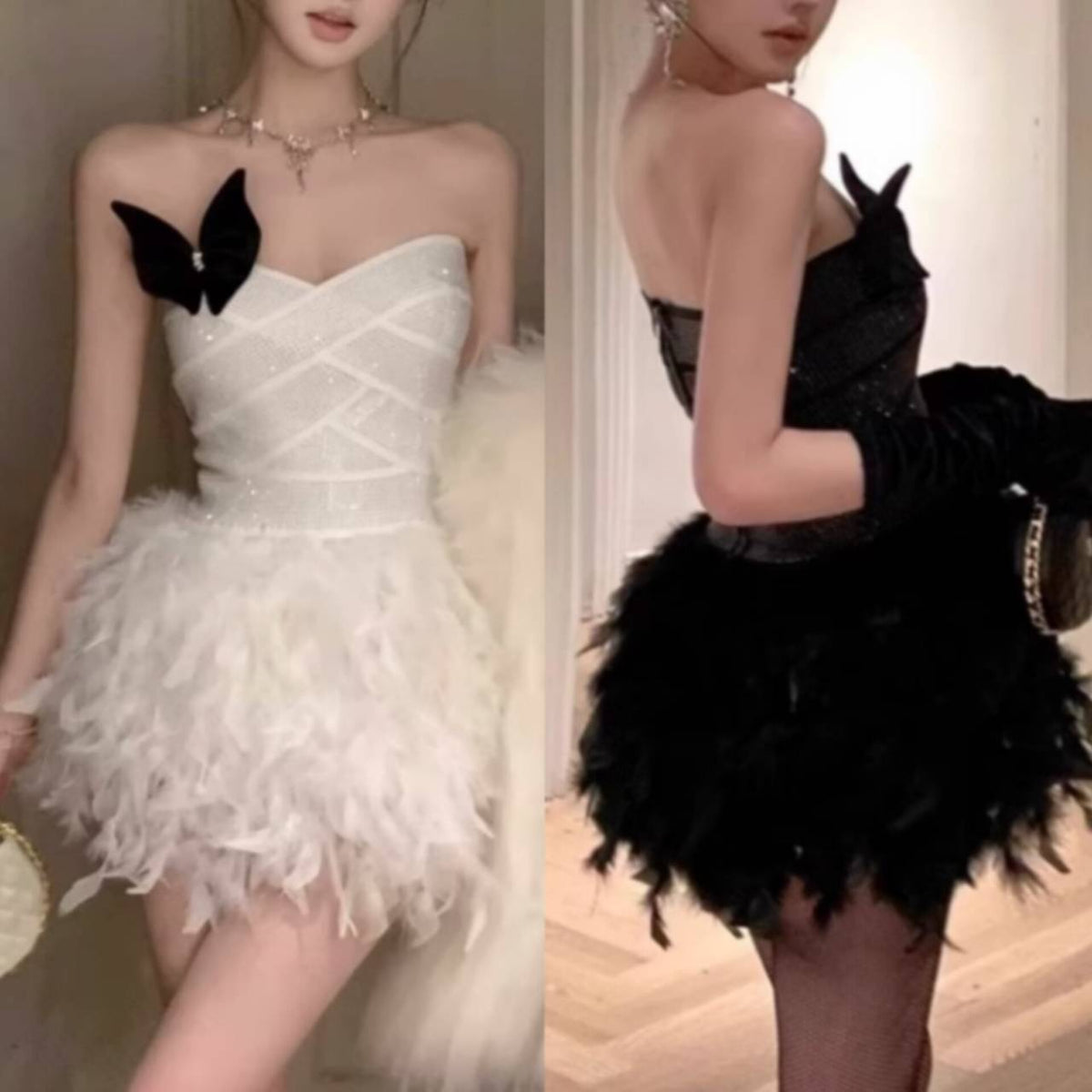 Alisa Feather Mini Dress Avalabel