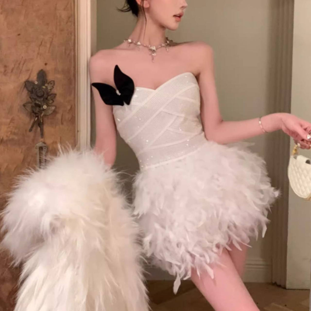 Alisa Feather Mini Dress Avalabel