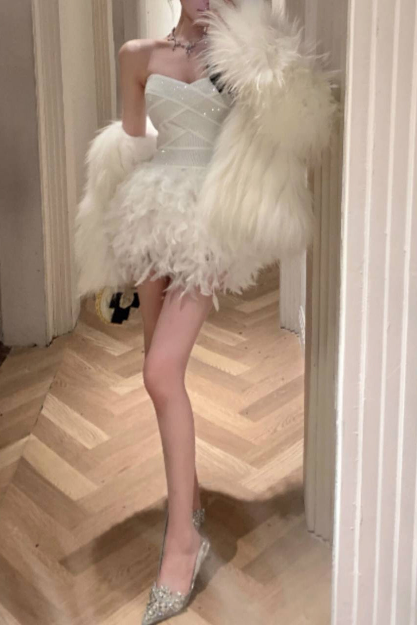 Alisa Feather Mini Dress Avalabel