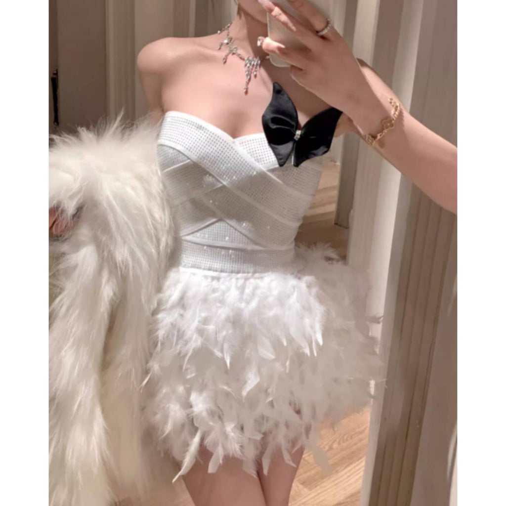 Alisa Feather Mini Dress Avalabel
