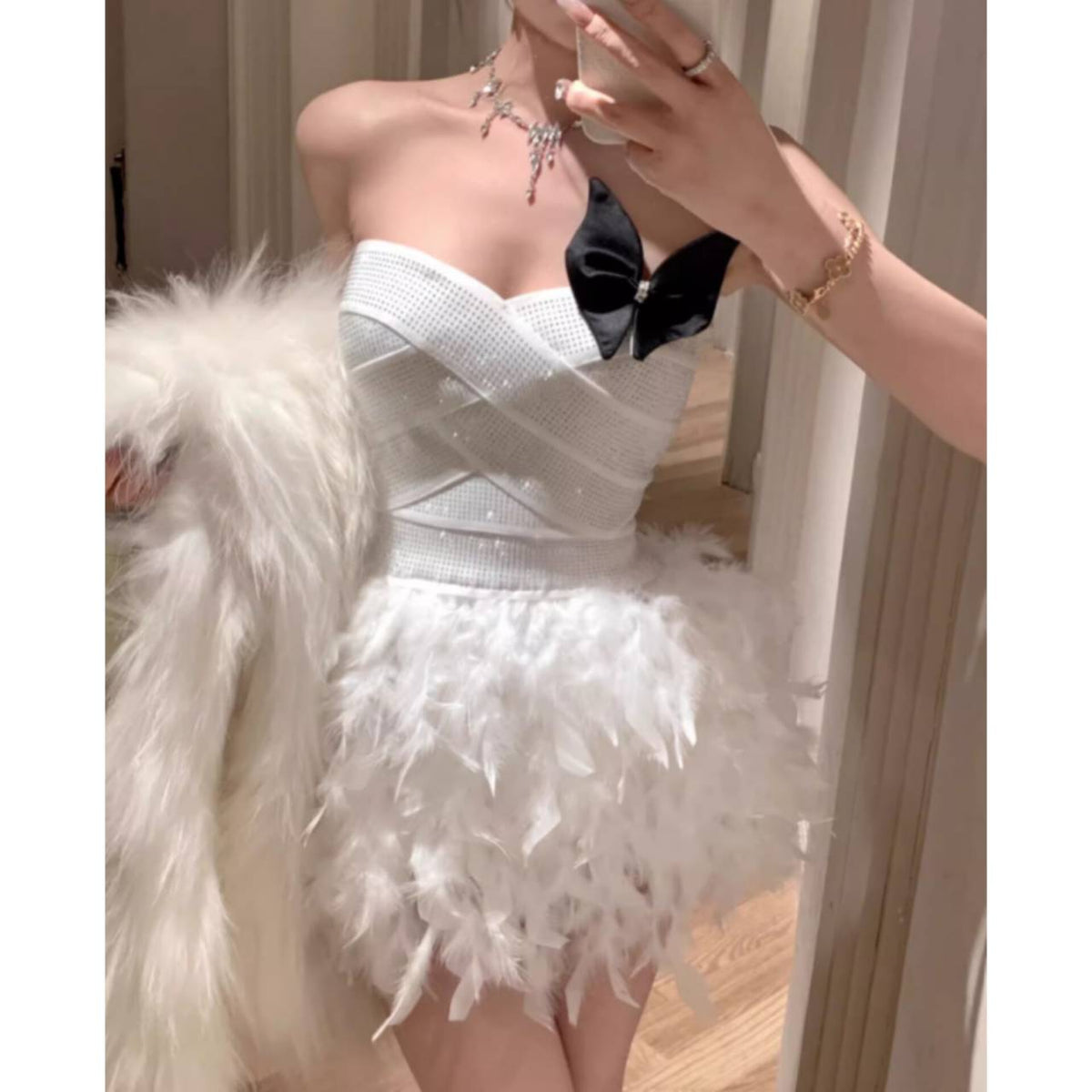 Alisa Feather Mini Dress Avalabel