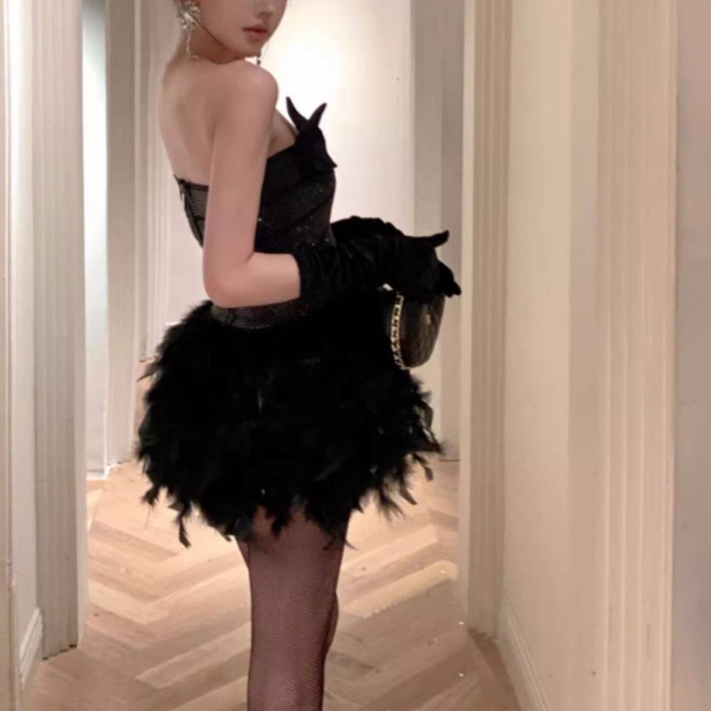 Alisa Feather Mini Dress Avalabel