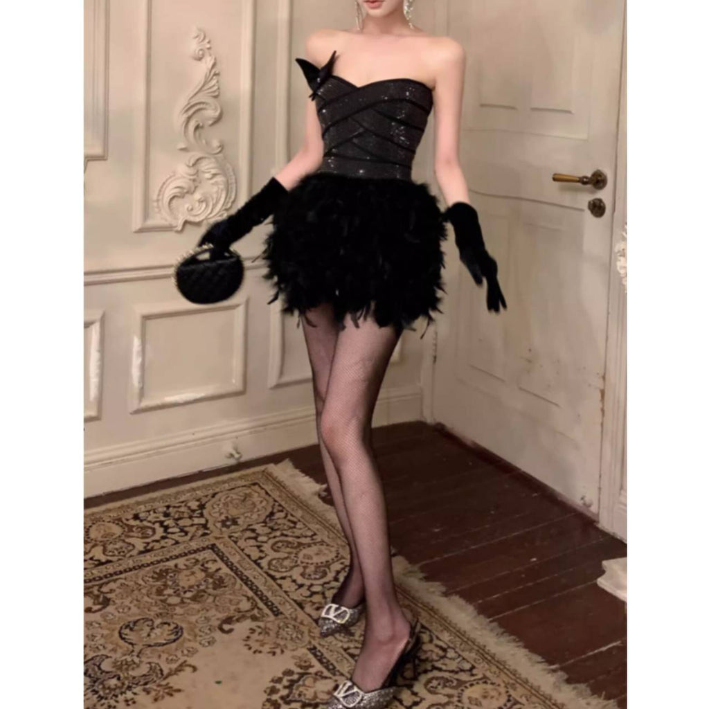 Alisa Feather Mini Dress Avalabel