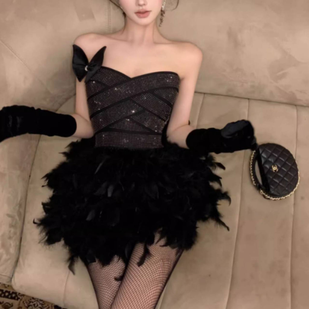 Alisa Feather Mini Dress Avalabel