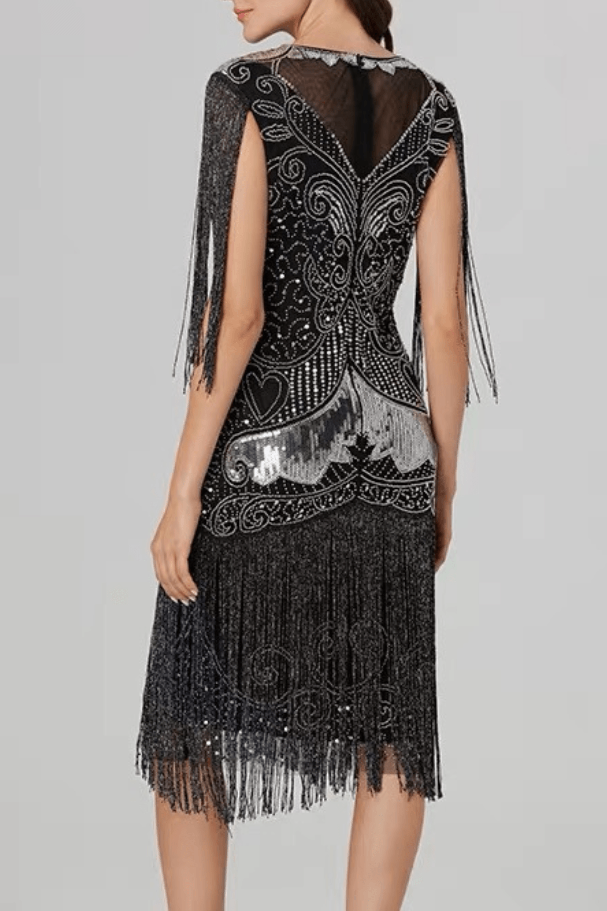 Olina Beaded Sequin Fringe Flapper Dress Avalabel