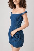 Chloe Off Shoulder 3D Rose Detail Corset Draped Mini Dress Avalabel