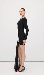 rebecca black Asymmetrical With rhinestone Embellishments Mini Dress Avalabel