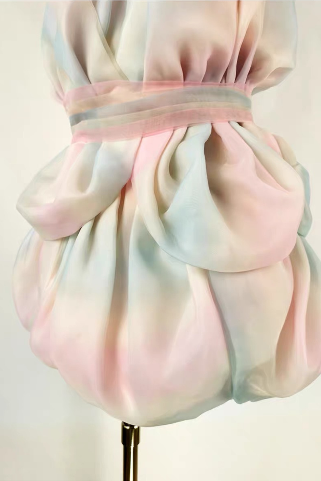 Aaliyah  Rainbow Strapless Puffed-Sleeve Mini Dress Avalabel
