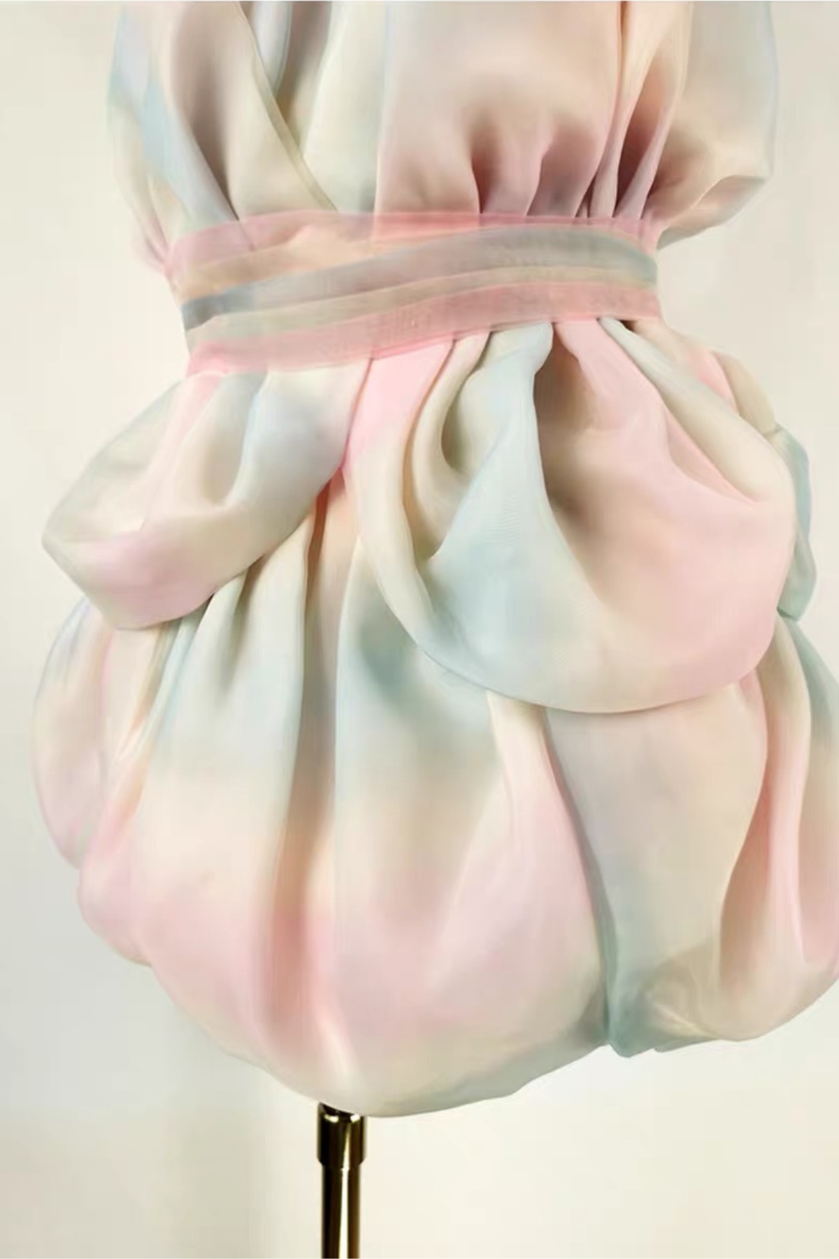 Aaliyah  Rainbow Strapless Puffed-Sleeve Mini Dress Avalabel