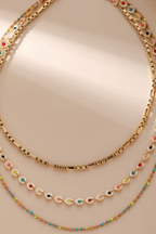 Gold Layered Colorful Beaded Chain Necklace Avalabel