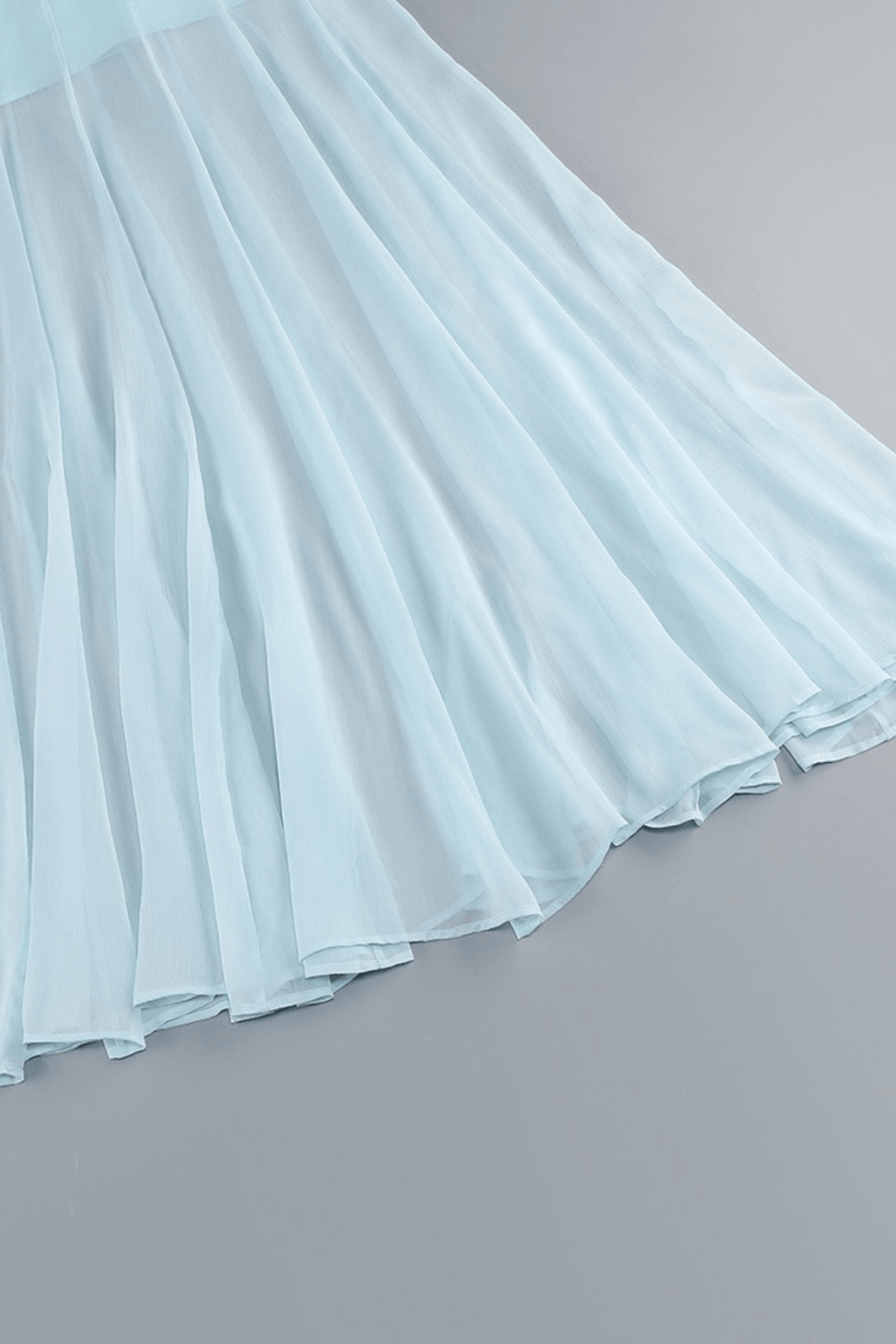 Joan Blue Spaghetti Strap Draped Sheer Dress Avalabel