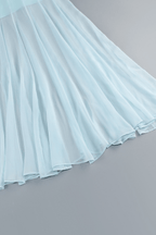 Joan Blue Spaghetti Strap Draped Sheer Dress Avalabel