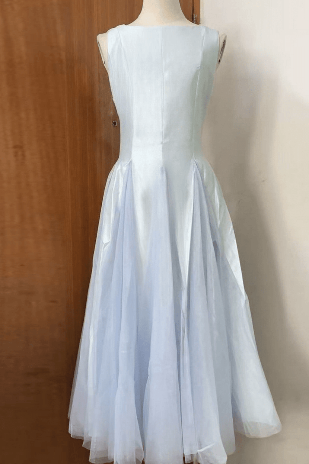 Amelia Light Blue Pleated A Line Midi Dress Avalabel