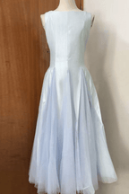 Amelia Light Blue Pleated A Line Midi Dress Avalabel