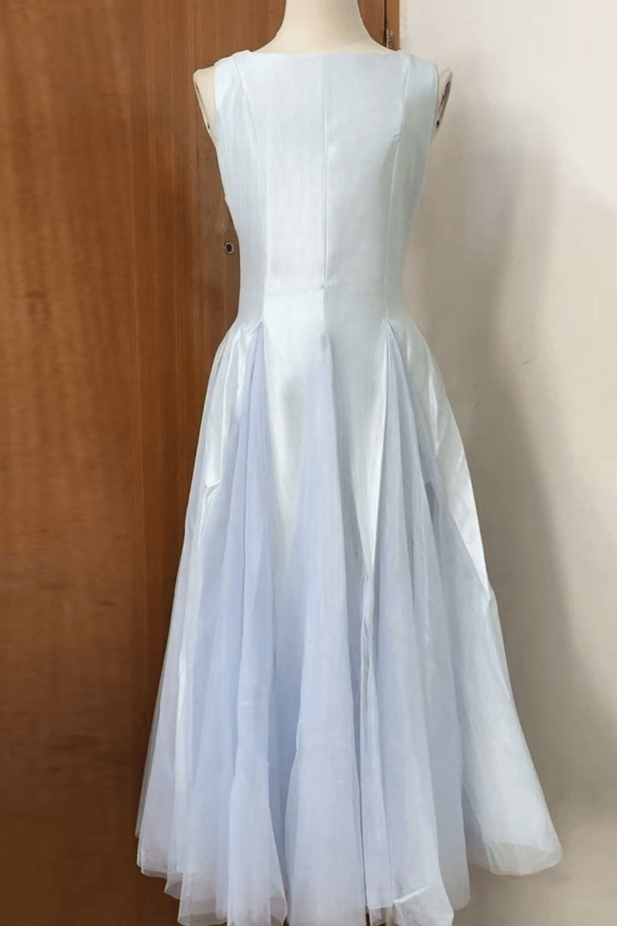 Amelia Light Blue Pleated A Line Midi Dress Avalabel
