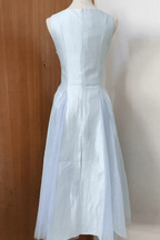 Amelia Light Blue Pleated A Line Midi Dress Avalabel