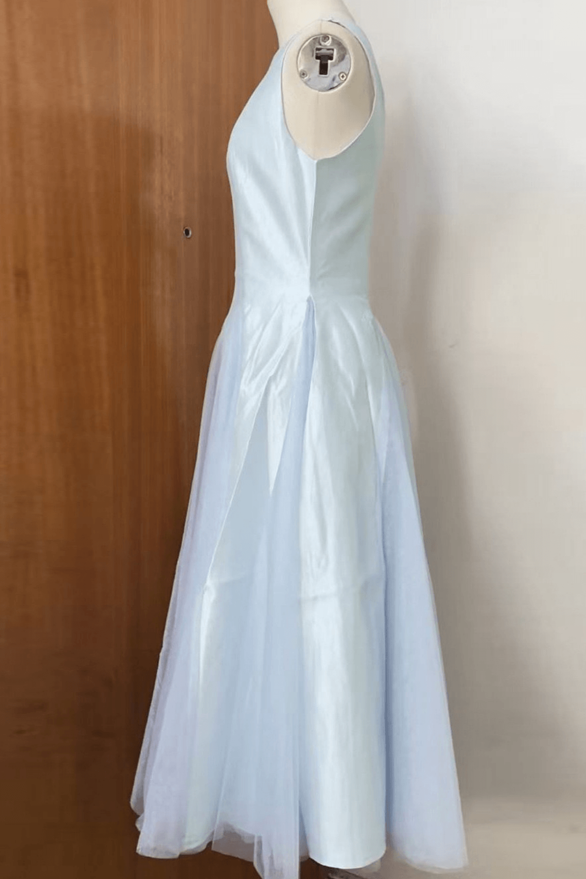 Amelia Light Blue Pleated A Line Midi Dress Avalabel