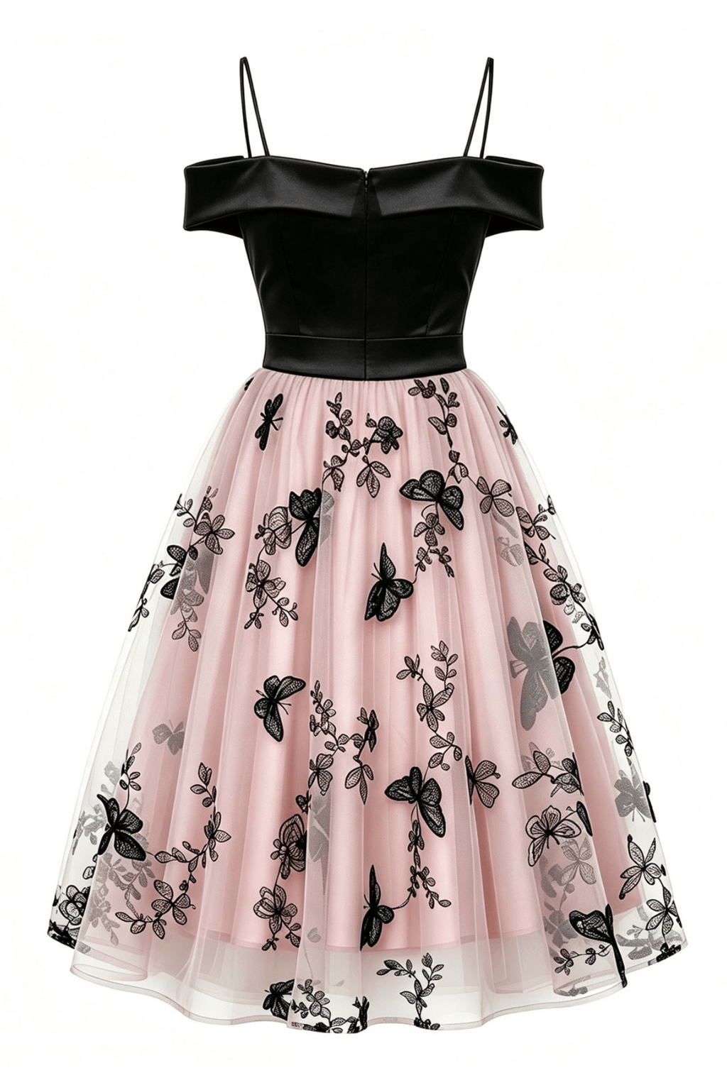 Petra Off Shoulder Butterfly Embroidery Tulle Dress Avalabel