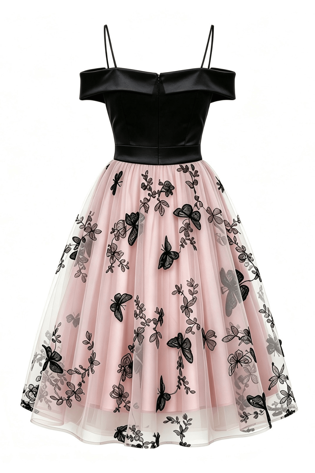 Petra Off Shoulder Butterfly Embroidery Tulle Dress Avalabel