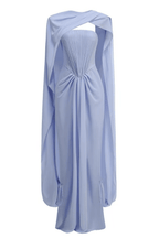 Elowen Strapless Draped Chiffon Cape Dress - Avalabel