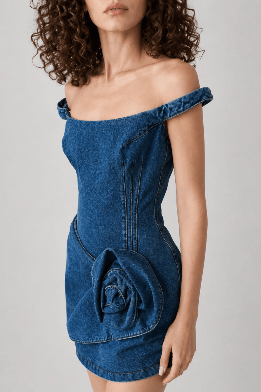 Chloe Off Shoulder 3D Rose Detail Corset Draped Mini Dress Avalabel