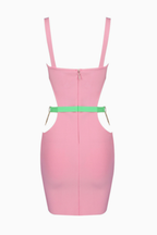 Bella Color-Block Bodycon Dress with Gold Shell Accents Avalabel