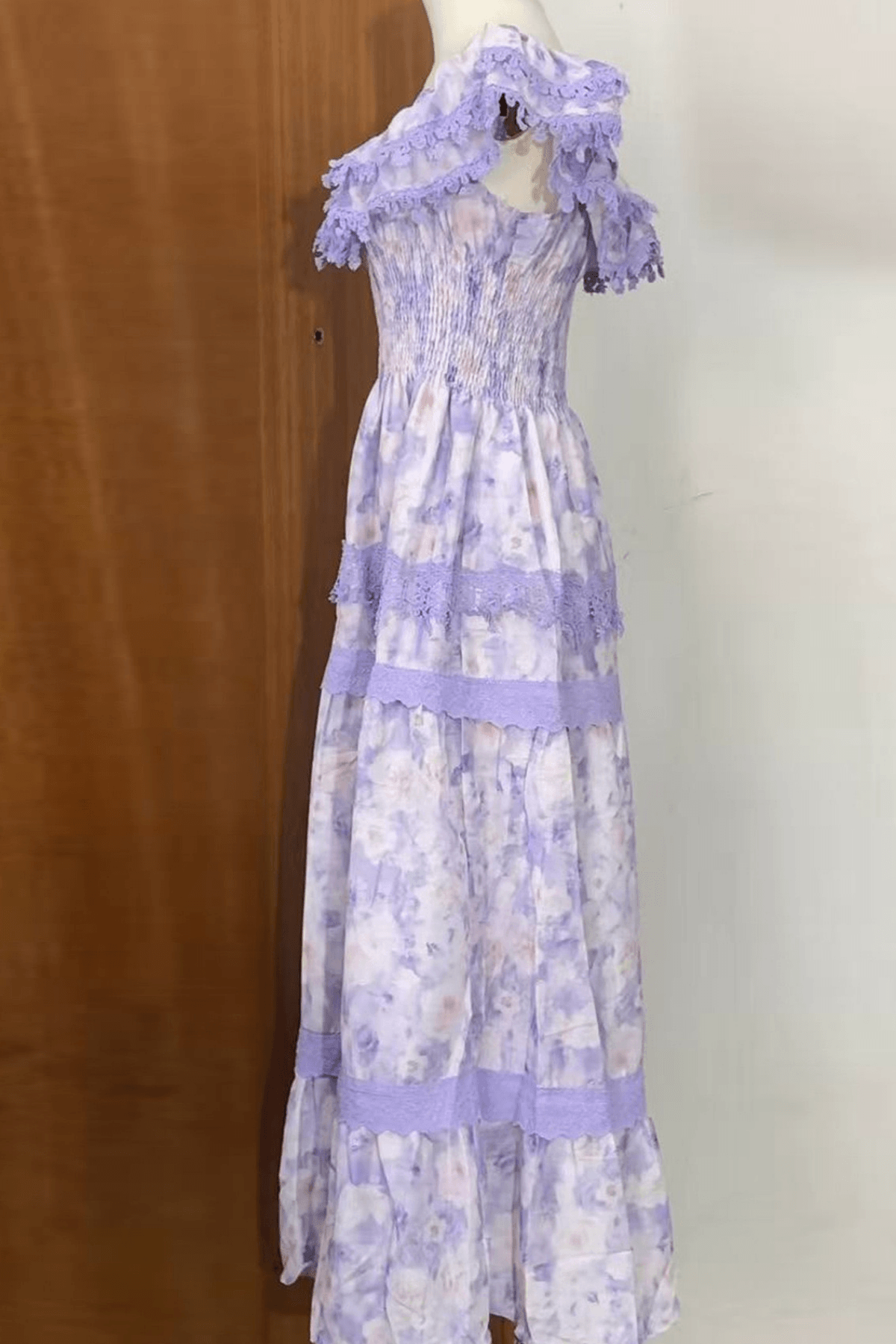 Kate Off Shoulder Ruffled Trim Floral Tiered Dress Avalabel
