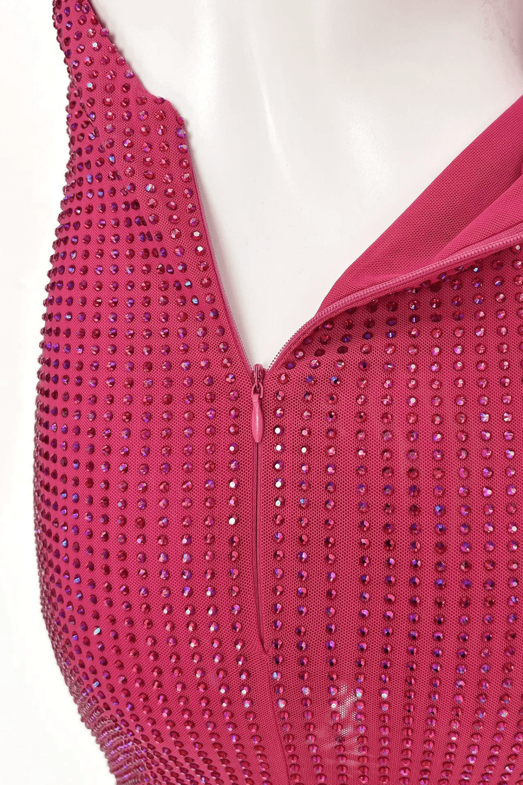 Elle Pink Rhinestone Halter Neck Bodycon Mini Dress Avalabel