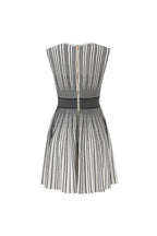 Two-Tone V-Neck Sleeveless Flared Knit Mini Dress Avalabel