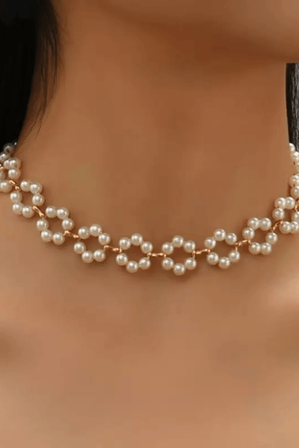 Pearl Flower Woven Choker Necklace Avalabel